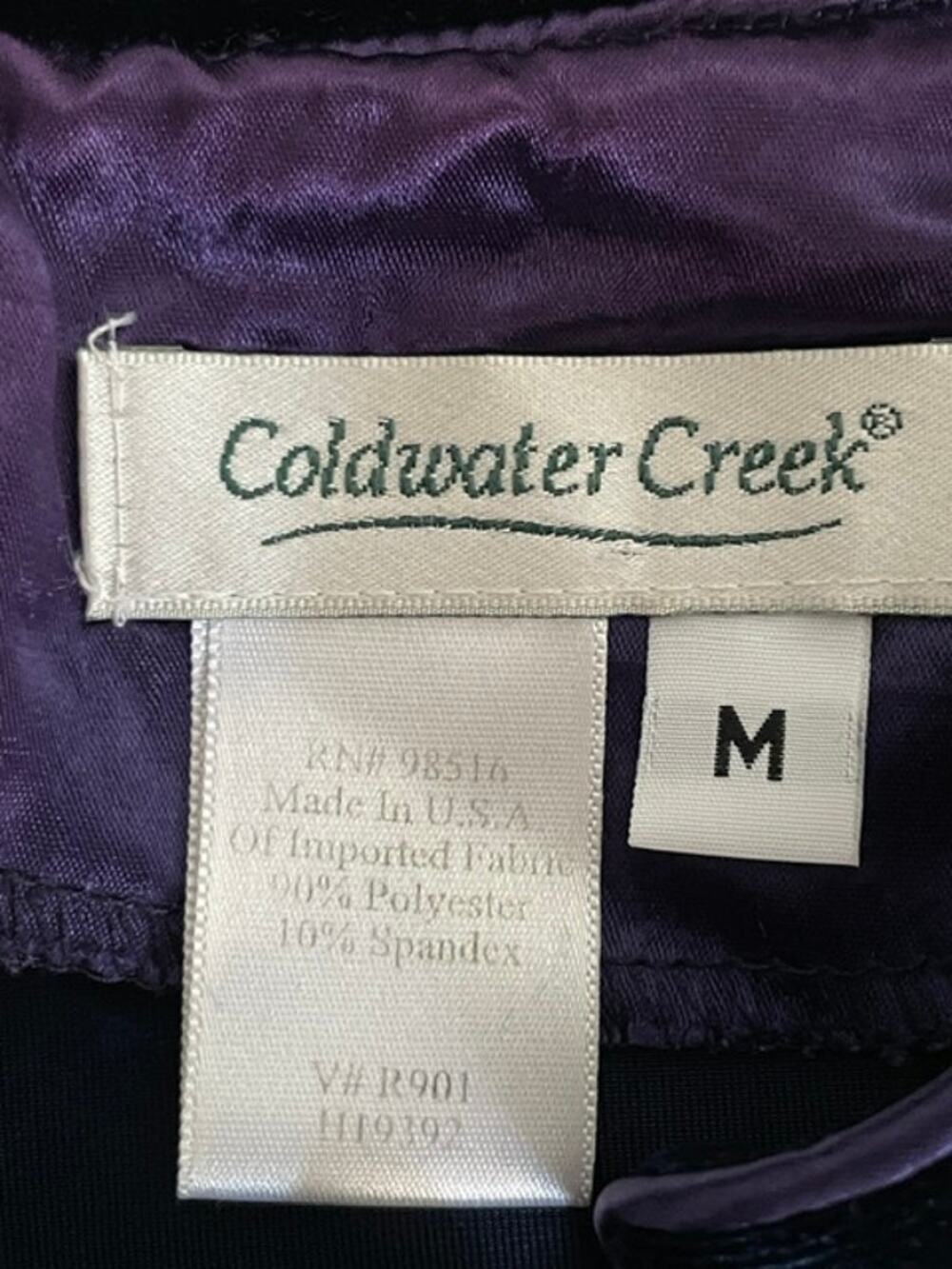VTG 90s Coldwater Creek Velvet Jacket Medium Navy Mandarin Collar Button Tunic
